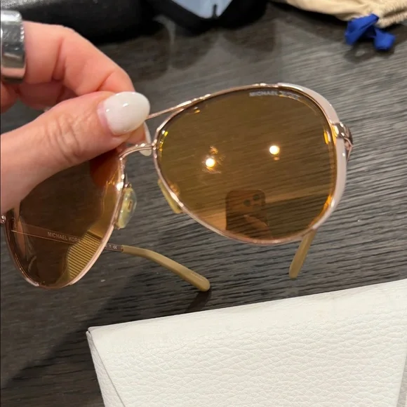 Michael Kors Gold-Tinted Aviator Sunglasses - Picture 4 of 5